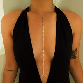 img 4 attached to Bomine Rhinestone Silver Body Chain: Crystal Bikini Body Jewelry for Women and Girls – Necklace Chains for a Sexy Appearance, Pack of 1 (Silver)