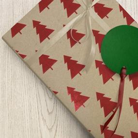 img 1 attached to 🎁 JAM PAPER Christmas Kraft Wrapping Paper - 25 Sq Ft - Red Trees on Brown Kraft Paper - Individual Roll