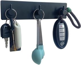 img 4 attached to Stylish Black Wall Mounted Key Holder with 3 Hooks - Organize Keys in Entryway, Kitchen, Bedroom, and Bathroom