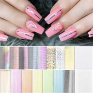 💅 ebanku 17 sheets fluorescent laser gold strip line nail stickers, 3d adhesive striping tape decals for women girls nail art design decoration logo