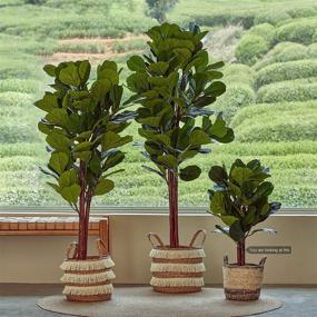 img 2 attached to LA JOLIE MUSE Artificial Fiddle Leaf Fig Tree in Pot, 3 Feet Faux Topiary Tree for Modern Home Decor, Indoor Fake Plant