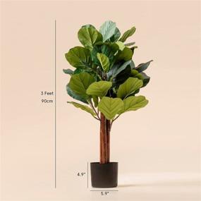 img 1 attached to LA JOLIE MUSE Artificial Fiddle Leaf Fig Tree in Pot, 3 Feet Faux Topiary Tree for Modern Home Decor, Indoor Fake Plant