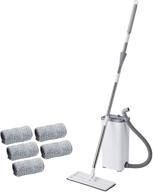 🧹 squeeze flat mop bucket system: hands-free self-wringing cleaning mop with 5 reusable microfiber pads, 360 degree spin marvel mop for wet or dry use on hardwood, laminate, tile floors (small) logo