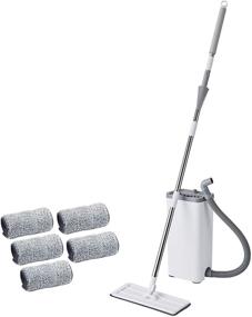 img 4 attached to 🧹 Squeeze Flat Mop Bucket System: Hands-Free Self-Wringing Cleaning Mop with 5 Reusable Microfiber Pads, 360 Degree Spin Marvel Mop for Wet or Dry Use on Hardwood, Laminate, Tile Floors (Small)