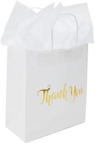 img 2 attached to 🎁 Premium Set of 15 White Thank You Paper Bags with Handles and Tissue Paper - Ideal for Weddings, Baby Showers, and More!