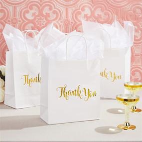 img 3 attached to 🎁 Premium Set of 15 White Thank You Paper Bags with Handles and Tissue Paper - Ideal for Weddings, Baby Showers, and More!