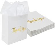 🎁 premium set of 15 white thank you paper bags with handles and tissue paper - ideal for weddings, baby showers, and more! logo