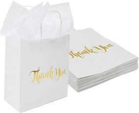 img 4 attached to 🎁 Premium Set of 15 White Thank You Paper Bags with Handles and Tissue Paper - Ideal for Weddings, Baby Showers, and More!