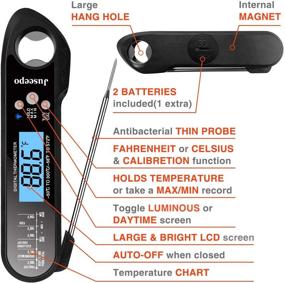 img 2 attached to 🌡️ Juseepo Мгновенный Водонепроницаемый Мясной Градусник: Ультра быстрое приготовление, Подсветка и Калибровка – Лучший кухонный пищевой градусник для барбекю и приготовления на открытом воздухе