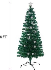 img 2 attached to 6ft Pre-Lit Christmas Artificial Tree with Color Changing LED Lights, Snowflakes, Top Star - Festive Party Holiday Xmas Tree with Metal Legs - Juegoal Optic Fiber, RGB Multicolored Design