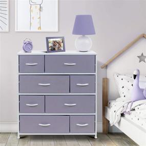 img 3 attached to 🪑 Sorbus 8-Drawer Dresser - Bedside Furniture & Nightstand End Table Dresser for Home, Bedroom Accessories, Office, College Dorm - Steel Frame with Wood Top (Purple)