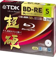 💿 high capacity 50gb tdk 2x bd-re dl rewritable printable blu-ray disc - 5-pack with jewel case logo