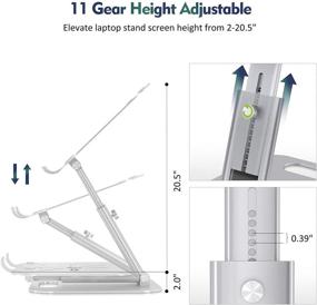 img 2 attached to 💻 Silver Laptop Stand, NEARPOW Laptop Stands for Desk, Sit to Stand Laptop Holder Riser, Multi-Angle and Height Adjustable up to 20.5", Compatible with MacBook up to 17" - Improved SEO