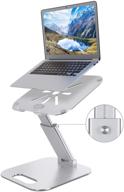 💻 silver laptop stand, nearpow laptop stands for desk, sit to stand laptop holder riser, multi-angle and height adjustable up to 20.5", compatible with macbook up to 17" - improved seo logo