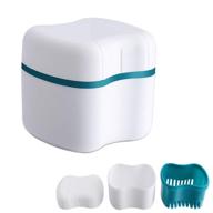 🦷 denture bath case: basket denture bath cleaning box for soaking cup cleaner, retainer case holder for false teeth (b) logo