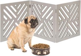 img 3 attached to 🏡 HOME DISTRICT Freestanding Pet Gate - Wood 3-Panel & 4-Panel Folding Dog Gate – Decorative Tri-Fold/Quad-Fold Fence Stair Barrier for Doorways