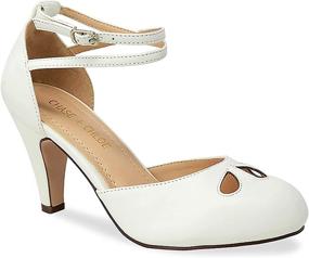 img 2 attached to Chase and Chloe Kimmy Retro Pump Heel with Teardrop Cutout: Stylish Mary Jane Design!