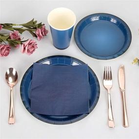 img 1 attached to 🍽️ Swedin Blue Paper Plates Bulk Set - Includes 50 Dinner Plates, 50 Dessert Plates, 50 Cups, 50 Napkins - Heavy Duty Disposable Paper Plates for Party, Graduation, Birthday, Holiday, and More
