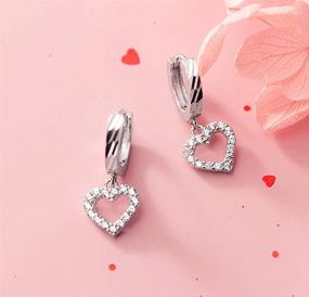 img 1 attached to ❤️ SLUYNZ Delicate CZ Heart Hoop Earrings in 925 Sterling Silver for Women, Teen Girls – Sweet Love Heart Drop Earrings