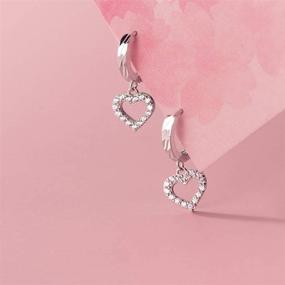 img 2 attached to ❤️ SLUYNZ Delicate CZ Heart Hoop Earrings in 925 Sterling Silver for Women, Teen Girls – Sweet Love Heart Drop Earrings