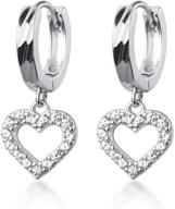 ❤️ sluynz delicate cz heart hoop earrings in 925 sterling silver for women, teen girls – sweet love heart drop earrings logo