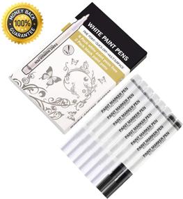 img 2 attached to White Paint Pens - 8 Pack of 0.7mm Acrylic Permanent Markers (6 White + 2 Black) for Wood, Rock, Plastic, Leather, Glass, Stone, Metal, Canvas, Ceramic - Extra Fine Point with Opaque Ink