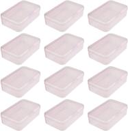 📦 12-piece mini rectangular plastic boxes: empty storage organizer containers with hinged lids for small items and craft projects (pink, 3.3 x 2.2 x 1 inch) logo