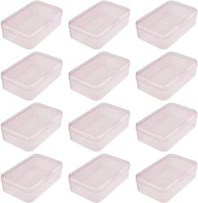 img 4 attached to 📦 12-Piece Mini Rectangular Plastic Boxes: Empty Storage Organizer Containers with Hinged Lids for Small Items and Craft Projects (Pink, 3.3 x 2.2 x 1 inch)