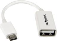 startech.com 5-дюймовый белый адаптер micro usb к usb otg host m/f - микро usb-разъем к usb-a-разъем female, адаптер кабеля on-the-go host - белый (uusbotgw) логотип