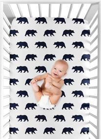 img 1 attached to 🐻 Nautical Navy Blue and White Bear Print Baby or Toddler Fitted Crib Sheet - Big Bear Collection by Sweet Jojo Designs