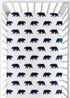 🐻 nautical navy blue and white bear print baby or toddler fitted crib sheet - big bear collection by sweet jojo designs logo