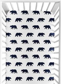 img 4 attached to 🐻 Nautical Navy Blue and White Bear Print Baby or Toddler Fitted Crib Sheet - Big Bear Collection by Sweet Jojo Designs