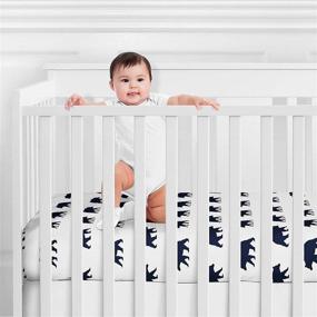 img 3 attached to 🐻 Nautical Navy Blue and White Bear Print Baby or Toddler Fitted Crib Sheet - Big Bear Collection by Sweet Jojo Designs