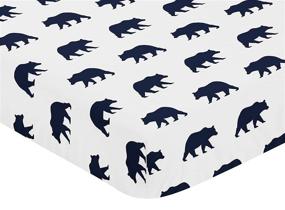 img 2 attached to 🐻 Nautical Navy Blue and White Bear Print Baby or Toddler Fitted Crib Sheet - Big Bear Collection by Sweet Jojo Designs