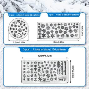 img 3 attached to Whaline 6 шт. набор пластин для наращивания ногтей на тему снежинок - круглые и ❄️ прямоугольные пластины для зимнего дизайна маникюра в салоне и дома. Рождественский подарок