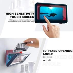 img 2 attached to 📱 FXLD Shower Phone Holder: Wall-Mounted Waterproof Case for Phones Under 6.8 inch - Non-Trace, Dark Blue