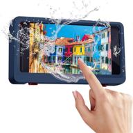 📱 fxld shower phone holder: wall-mounted waterproof case for phones under 6.8 inch - non-trace, dark blue logo