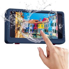 img 4 attached to 📱 FXLD Shower Phone Holder: Wall-Mounted Waterproof Case for Phones Under 6.8 inch - Non-Trace, Dark Blue