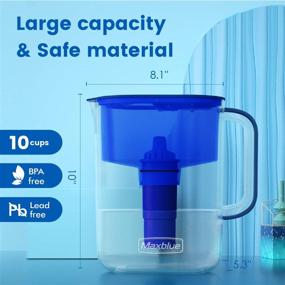 img 1 attached to Maxblue 10-Cup NSF Certified Water Filter Pitcher MB-PT-06B with 💧 1 Filter, Reduces Lead, Fluoride, Chlorine and More, BPA Free, Blue