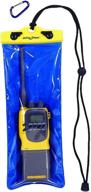 dry pack waterproof vhf radio case, size 5 x 12, blue logo