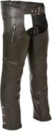 👖 men's black leather chaps with zippered thigh pockets by milwaukee leather logo