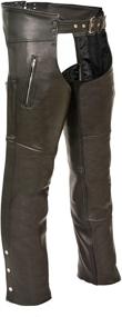 img 2 attached to 👖 Men's Black Leather Chaps with Zippered Thigh Pockets by Milwaukee Leather