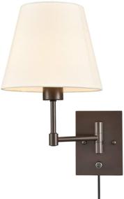 img 2 attached to 🌙 Classic Swing Arm Wall Lamps: Traditional 2-Pack Plug-in Wall Lights with Fabric Shade - Dark Brown