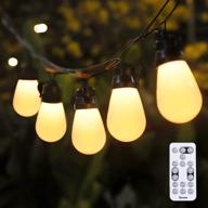 🌟 govee 48ft indoor string lights: shatterproof remote patio lights with dimmable warm yellow led bulbs - ideal for outdoor deck, backyard, gazebo, christmas decoration - waterproof & stylish logo