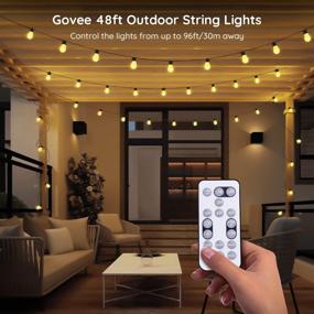 img 3 attached to 🌟 Govee 48FT Indoor String Lights: Shatterproof Remote Patio Lights with Dimmable Warm Yellow LED Bulbs - Ideal for Outdoor Deck, Backyard, Gazebo, Christmas Decoration - Waterproof & Stylish