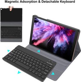 img 2 attached to CHESONA Galaxy Tab A 10.1 2019 Keyboard Case - Detachable Wireless Keyboard with Folio Stand - PU Leather Cover for Samsung Galaxy Tab A 10.1 Inch SM-T510 SM-T515 2019