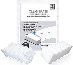 img 2 attached to 🧽 Variety Pack Premium Magic Sponge Eraser - Extra Thick and Scrubbing Sponges in one Pack! - Versatile - All Surface - Highly Durable and Long-lasting