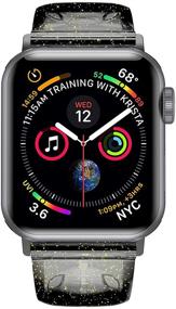 img 1 attached to 👩 IITEEOLOGY Женский блестящий мягкий силиконовый спортивный ремешок для Apple Watch Series 7/6/SE/5/4/3/2/1 - Совместим с Apple Watch Band 38мм 40мм 41мм - Черный/Золотой