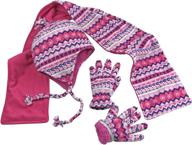 набор из 3 предметов: шапка, шарф и перчатки для девочек n'ice caps с мягкой подкладкой из меха шерпа, с принтом: стильные и уютные зимние аксессуары для девочек логотип