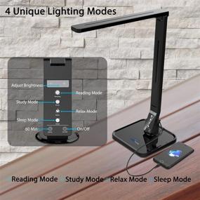 img 2 attached to 💡 Ambertronix LED Desk Table Lamp with USB Port, 5-Level Brightness, 4 Color Modes, Soft Touch Control Panel, 1-Hour Auto Timer Off, Ideal for Home, Office, College Dorm (Black)